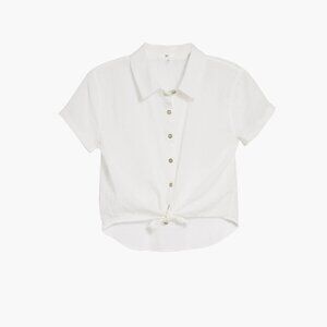 BP. White Button-Up Shirt cropped medium